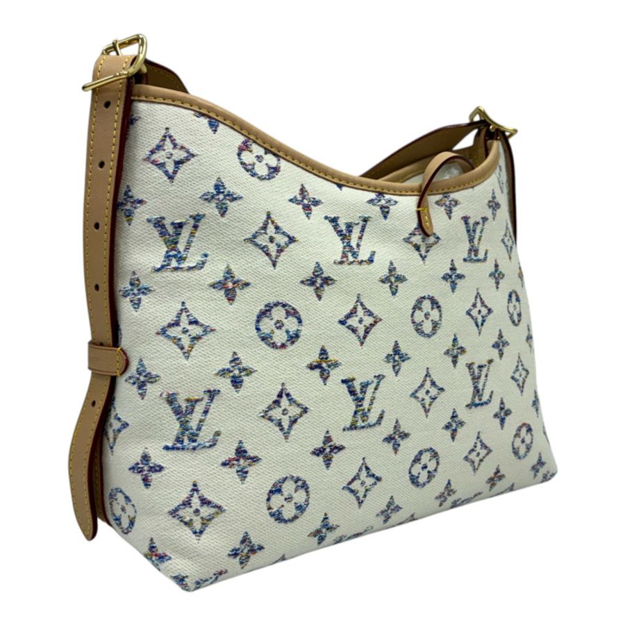 白色 原花 緹花 帆布 CarryAll PM 肩背包【LOUIS VUITTON LV 路易威登】 M24707-1