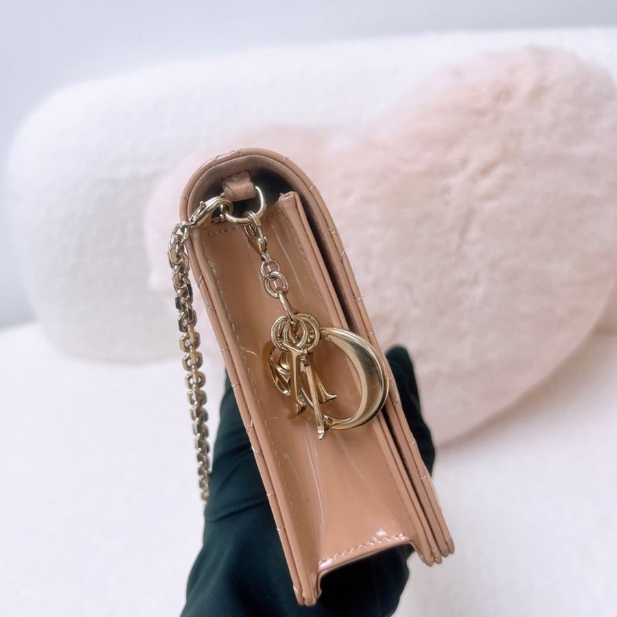 Dior lady dior pouch woc 米色漆皮-5