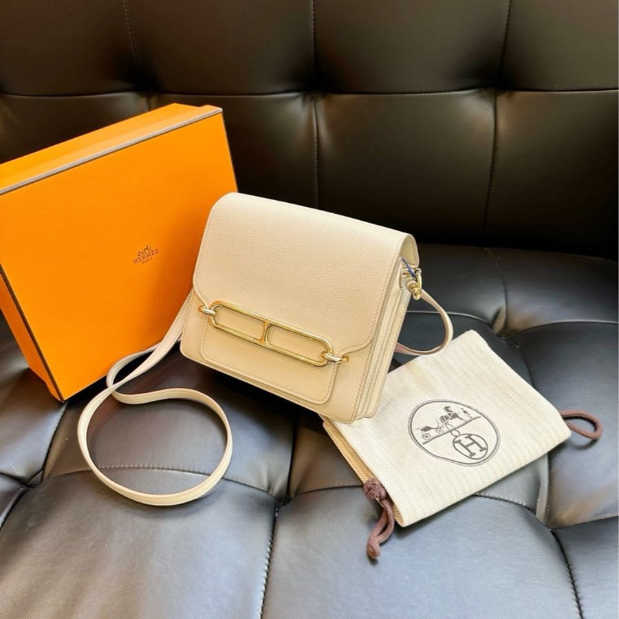🐎Hermes 愛馬仕|roulis mini 豬鼻子19冰川白金扣|ec皮|98新-4