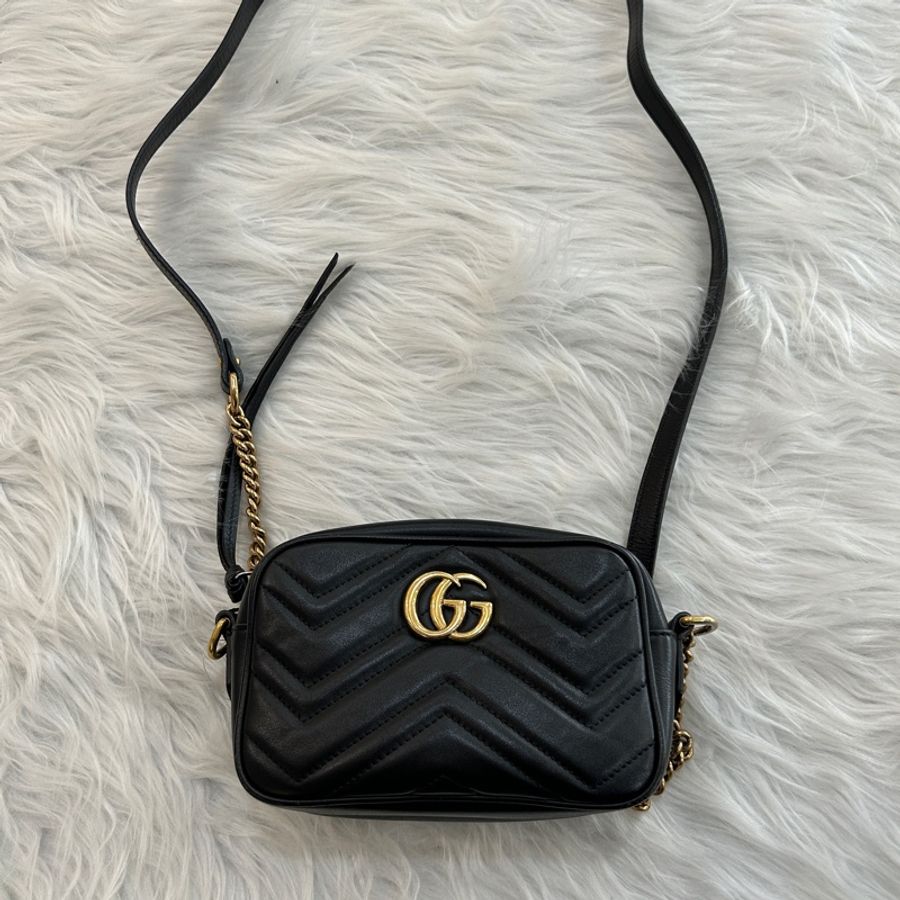 Gucci marmont mini 黑色 皮革 肩背包-0