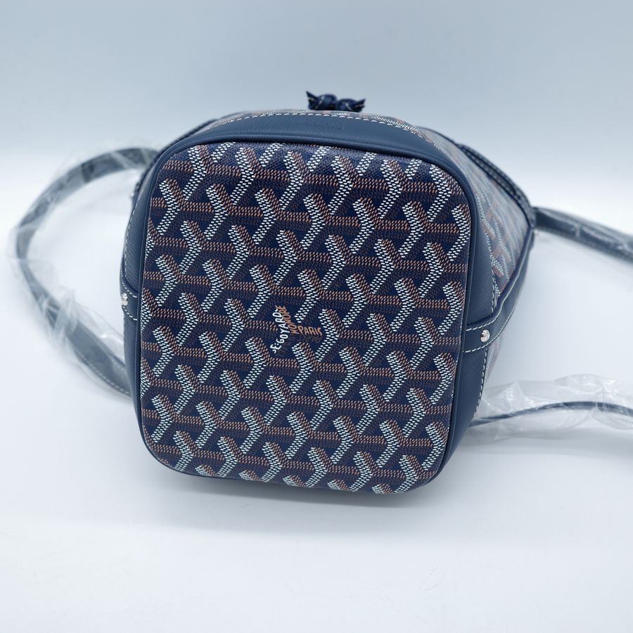 Goyard 戈雅 PEFLOT 海軍藍 束繩水桶包-10