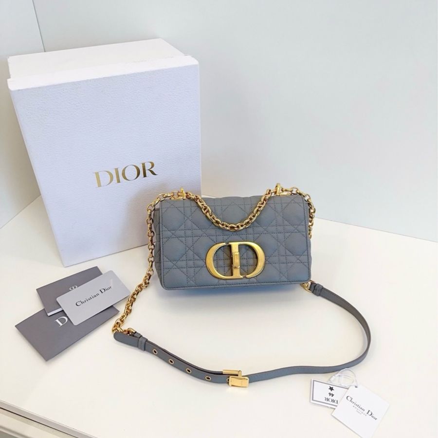 ✨Dior迪奧｜岩石灰金扣Caro戴妃鏈條包小號｜98新-1