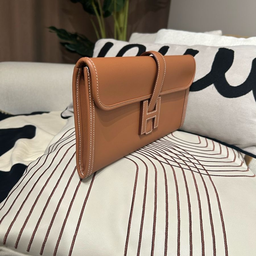 HERMES Jige Elan 29 Stamp U Clutch gold Calfskin-1