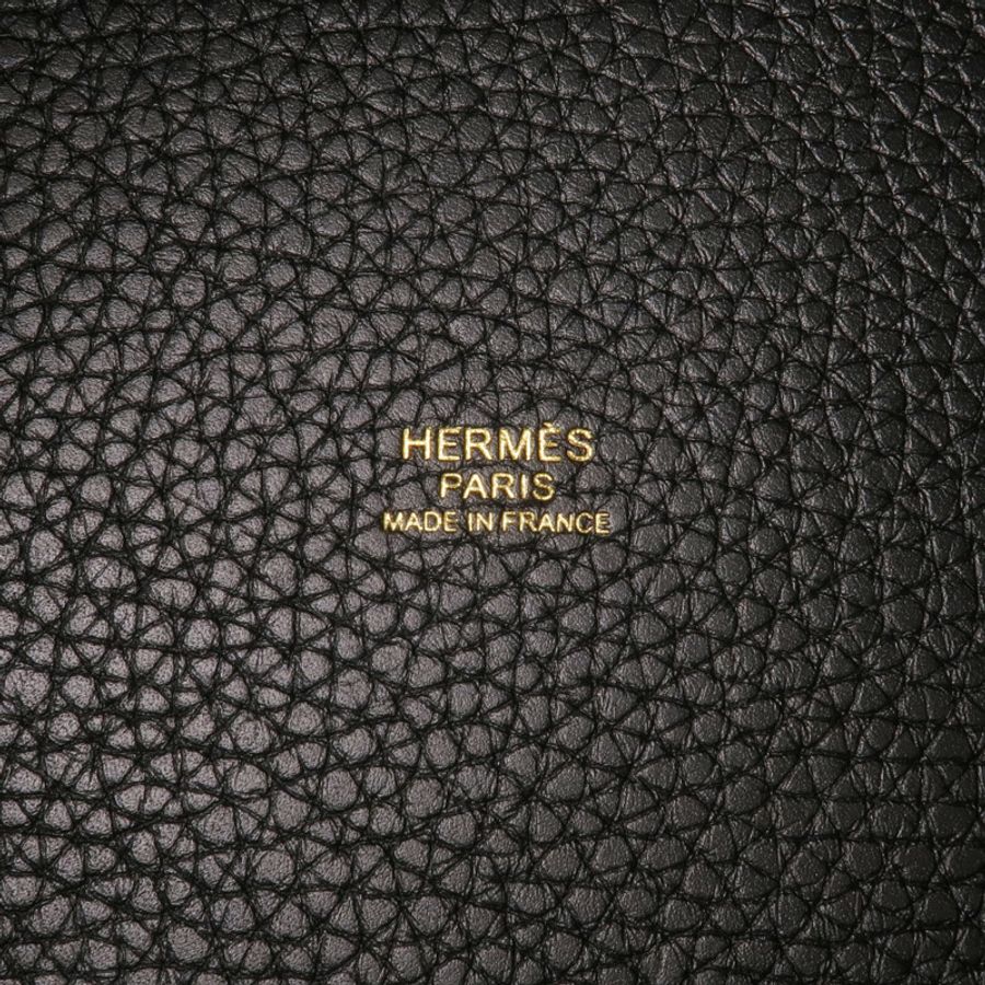 HERMES Clemence皮革Picotin MM手挽袋Noir-5