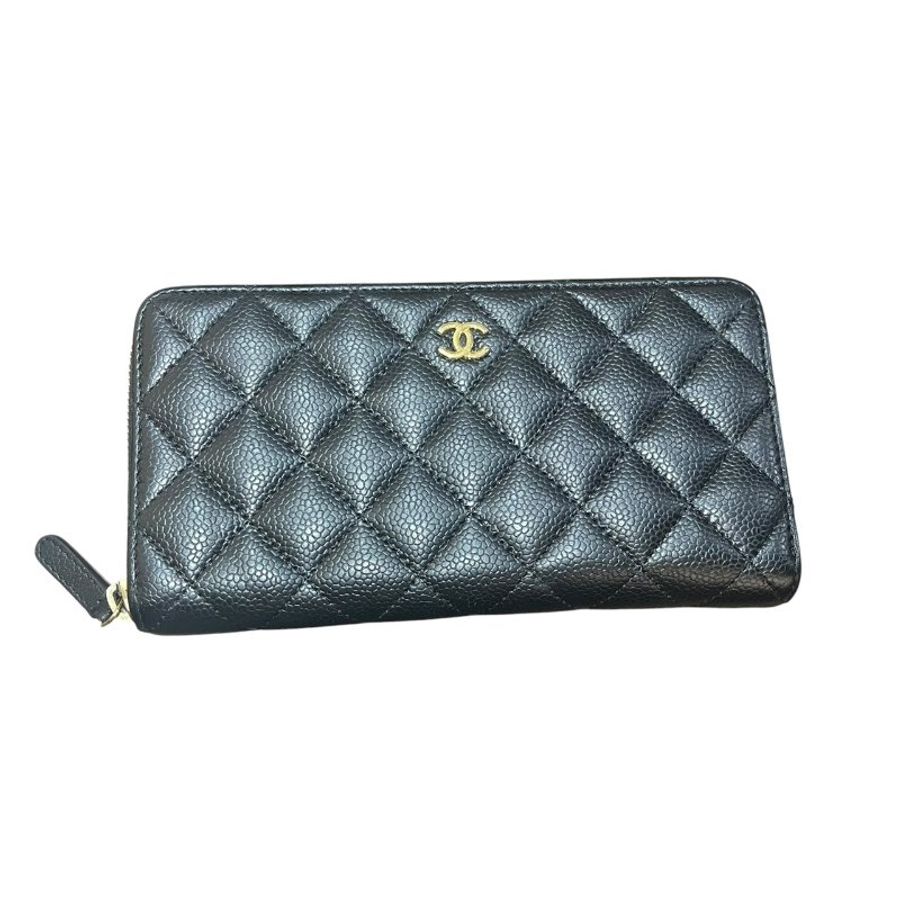 CHANEL 菱格紋拉鍊長夾 5-601-1