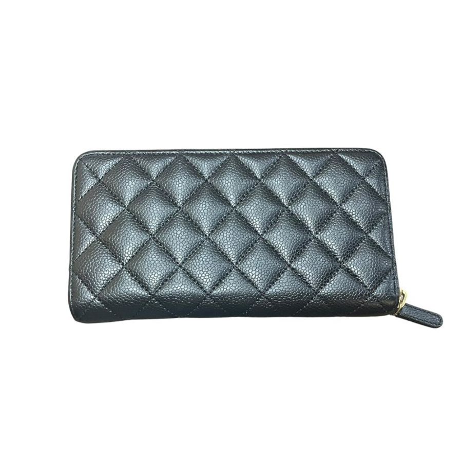 CHANEL 菱格紋拉鍊長夾 5-601-2