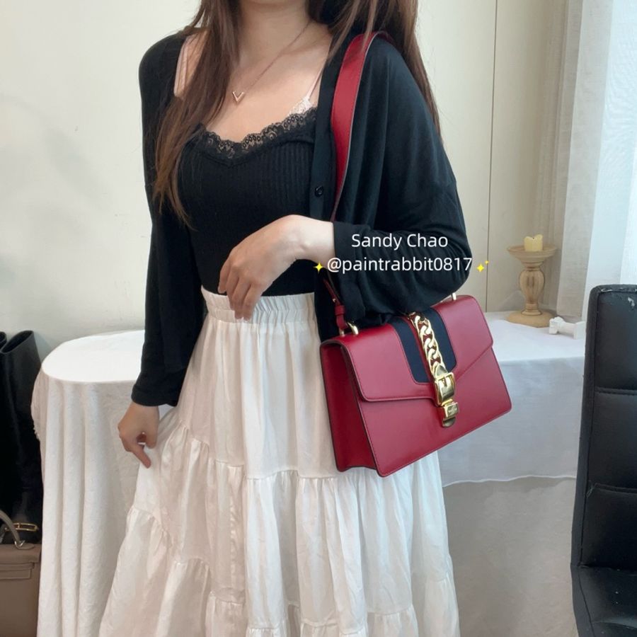 ෆ Gucci Sylvie塞爾維亞緞帶包🎀🌹-0