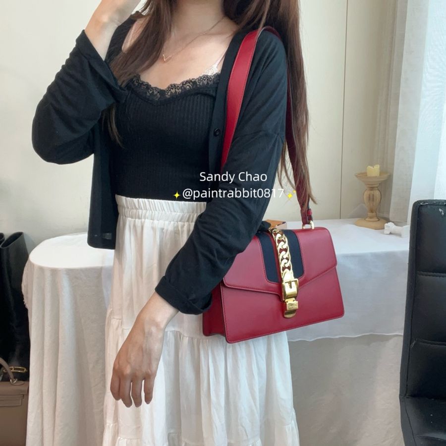 ෆ Gucci Sylvie塞爾維亞緞帶包🎀🌹-1