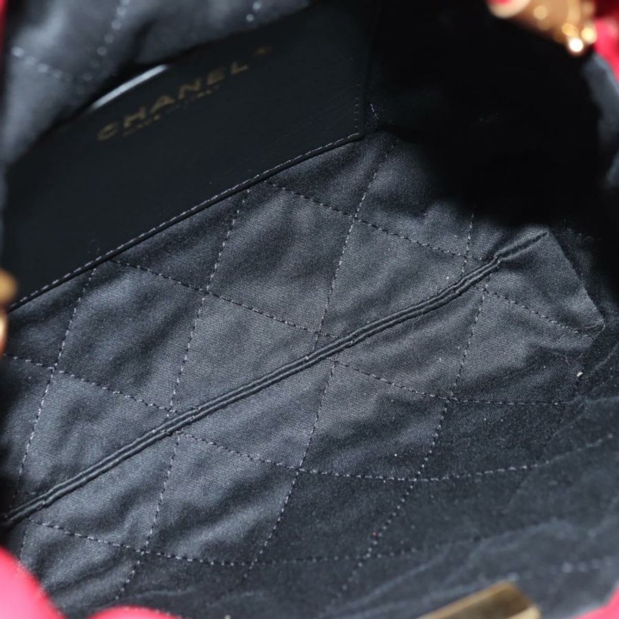 【日本直送】香奈兒 (CHANEL) 鏈條 Chanel 22 迷你包 羊皮 兩用 紅色 金色 CC 標誌 正品 181415SM-9