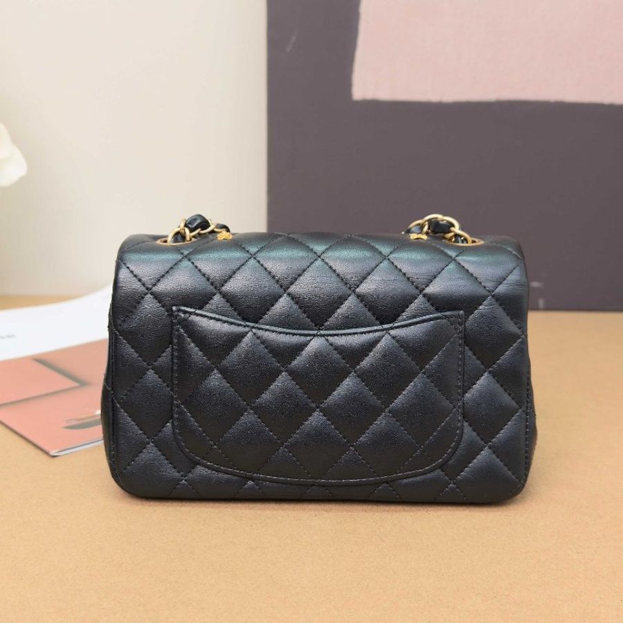 CHANEL 黑金羊皮大mini 肩背斜背包20*12*7 99新配件塵袋 保卡-5
