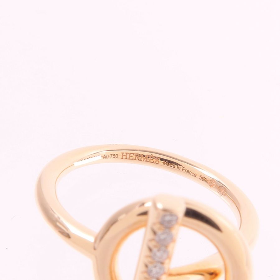 HERMES 18K玫瑰金Echappee Ring鑽石戒指-4