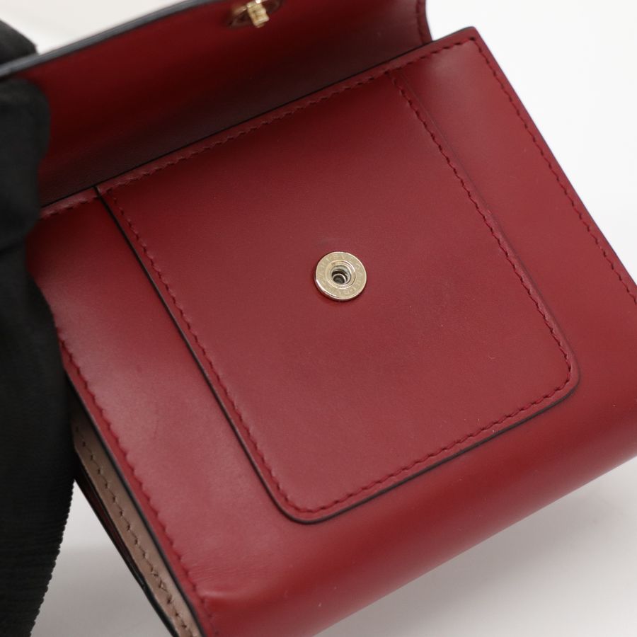 BVLGARI 蛇頭藏紅色短夾-5