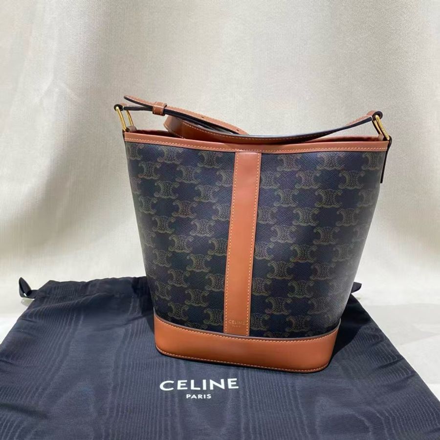 Celine凱旋門老花水桶包小号-0