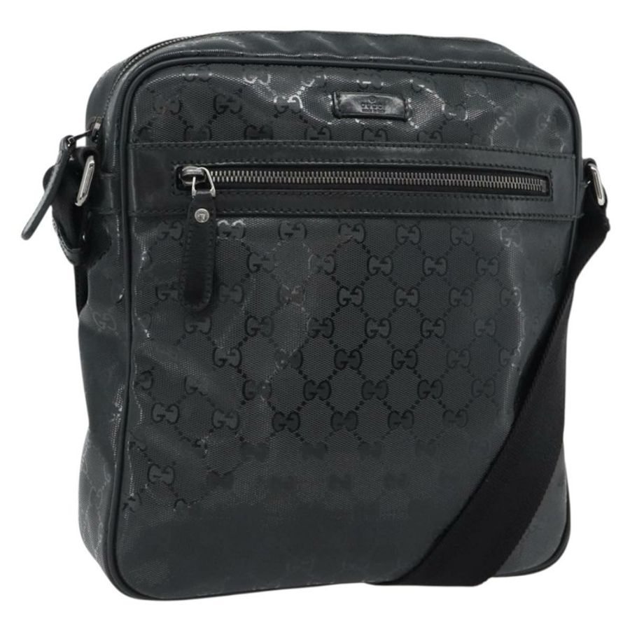 【日本直送】GUCCI GG 經典單肩包 PVC 黑色銀色 201448 正品 am11696V-0