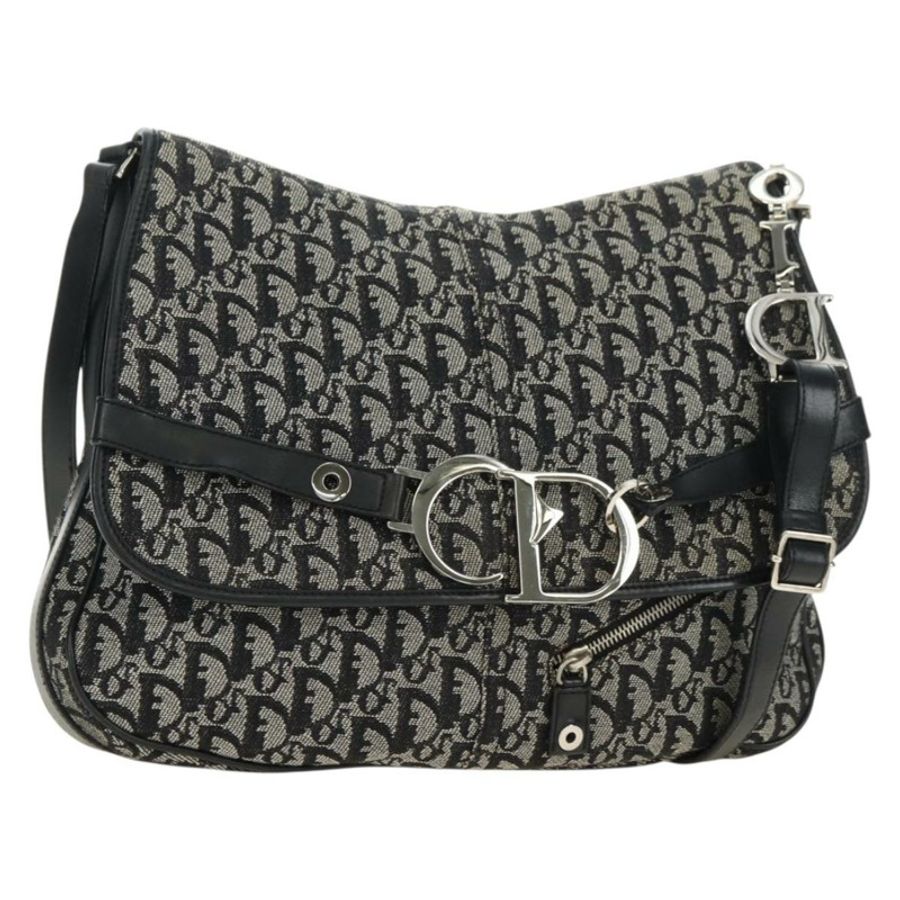 【日本直送】Christian Dior Trotter帆布肩背包 黑色銀色 正品 bs35297SAV-0