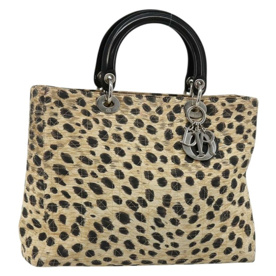 【日本直送】Christian Dior Canage Lady Dior 手提包 尼龍 米色 銀色 正品 182018V-0