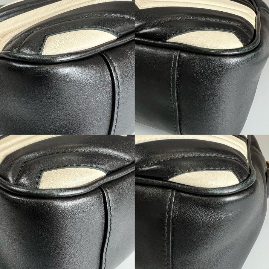 GUCCI 443499 黑拚白Marmont側肩包-9