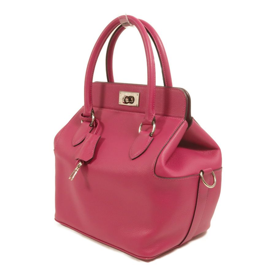HERMES Evercolor皮革Toolbox 20手挽肩背兩用袋Rose Pourpre-2