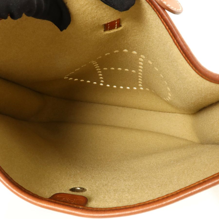 HERMES Felt/Barenia皮革Evelyne PM肩背袋Fauve/Iris-4