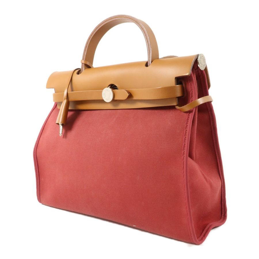 HERMES 帆布Herbag PM手挽肩背兩用袋Rubis/Fauve-2