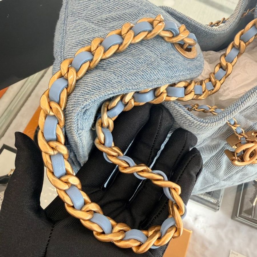 *SHIHNA名牌精品* Chanel 25 小號 Hobo Bag 水洗單寧布 金釦-5