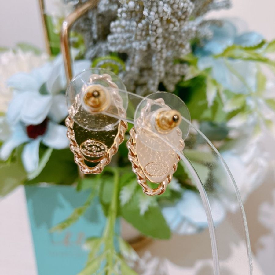 TK2075	香奈兒 耳環 Chanel Oval Earrings Pink X GHW-5