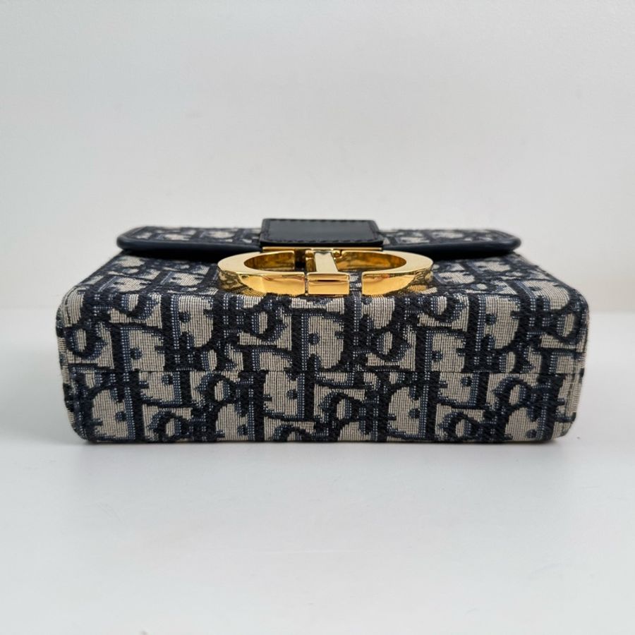🆕✨迪奧/Dior Montaigne蒙田 mini 藍色 Oblique 印花單肩包斜挎包 金扣 可拆卸肩帶 底長：17cm❤️正品-5