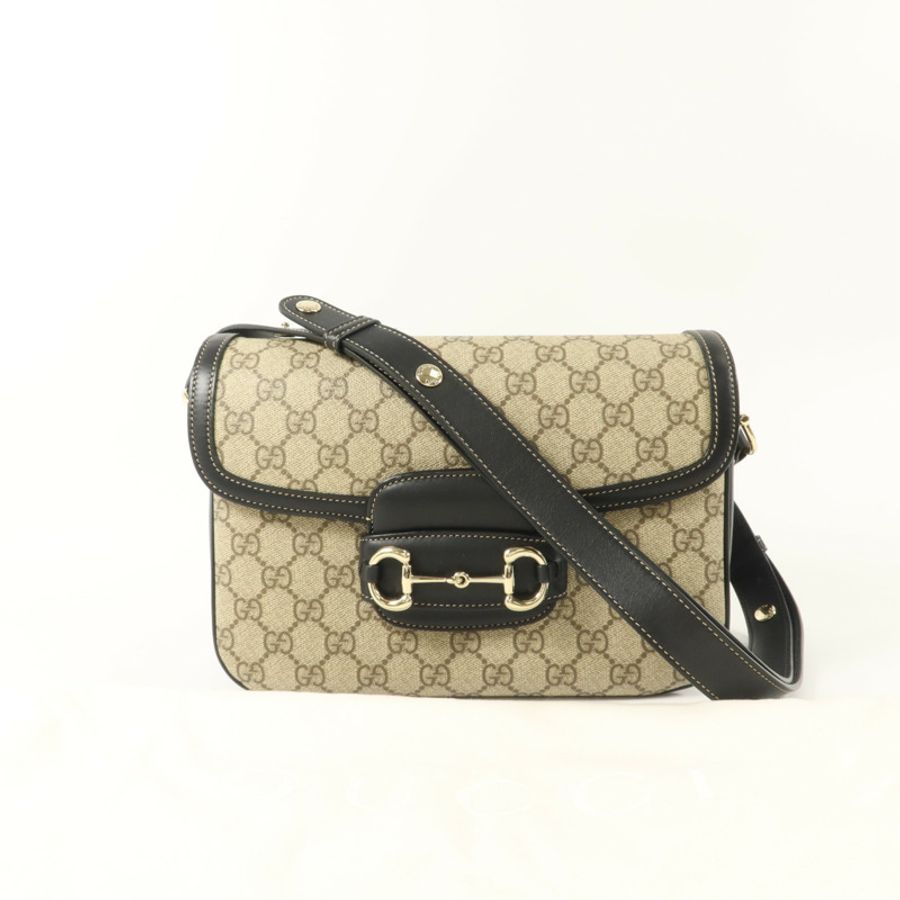 GUCCI 塗層帆布Horsebit 1955 Medium肩背袋-10