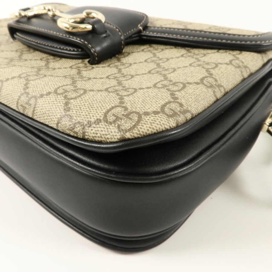 GUCCI 塗層帆布Horsebit 1955 Medium肩背袋-13