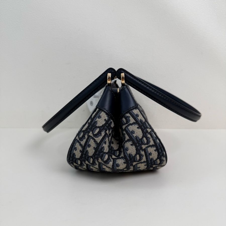 ✨DIOR/迪奧 Key 金扣 Oblique老花刺繡滿印 腋下包單肩包手提包 小號 芯片款 藍色 底長21cm❤️正品-3