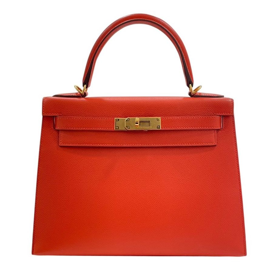 HERMES 愛馬仕 KELLY 28 凱莉包 EPSON 橘色系 金釦-1