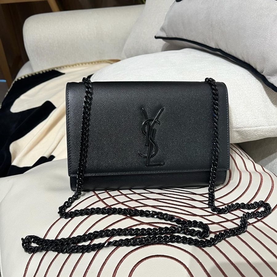 YSL Kate small Black Caviar flap Saint Laurent 黑色魚子醬牛皮20 cm 手袋 罕有全黑-0