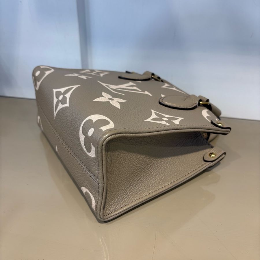 LV 斑鳩灰牛皮壓紋On the go BB肩斜背托特包M47054-6
