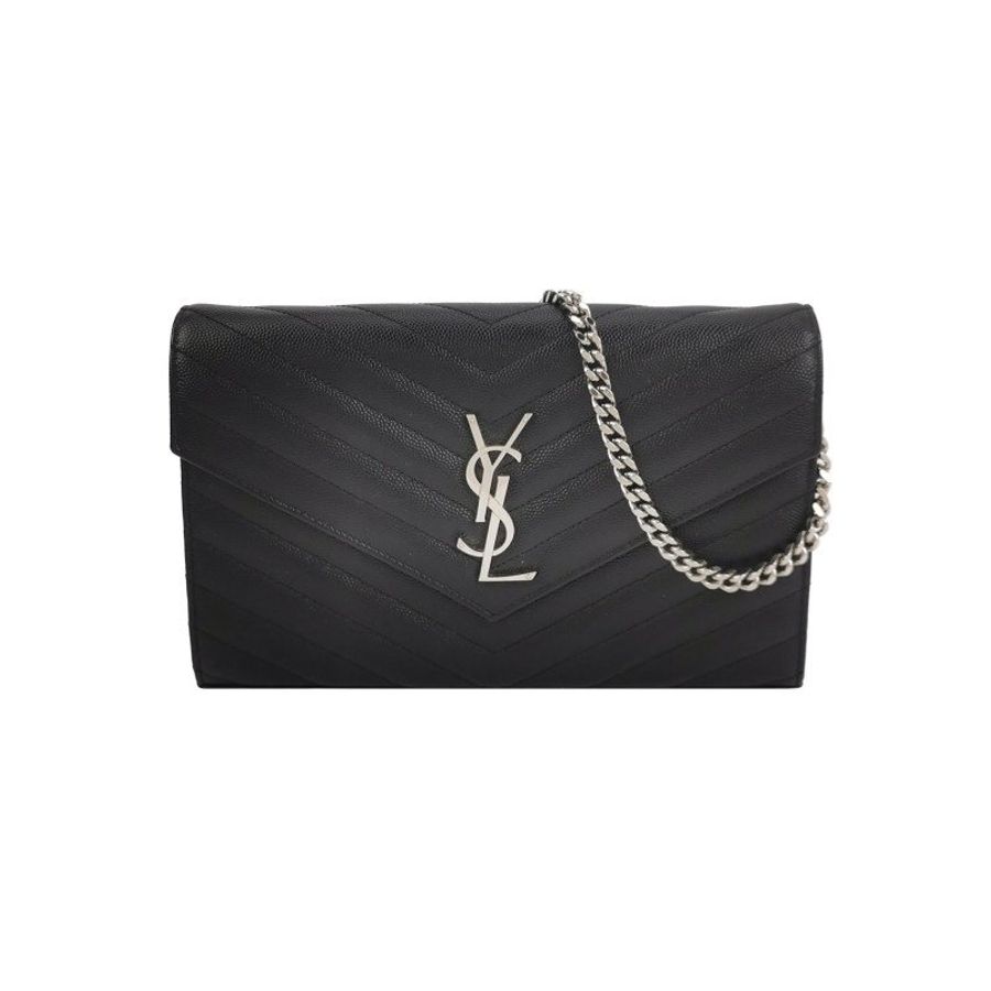 Saint Laurent Envelope牛皮V紋絎縫YSL標誌斜背包肩背包-0