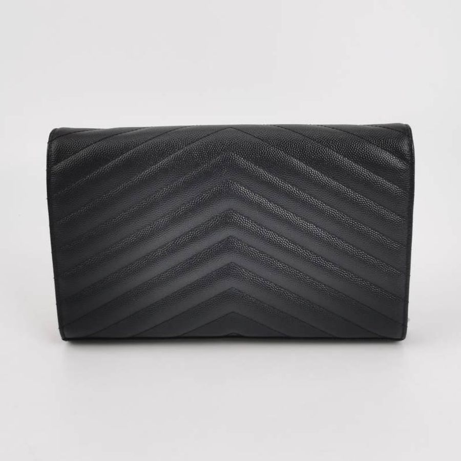 Saint Laurent Envelope牛皮V紋絎縫YSL標誌斜背包肩背包-4