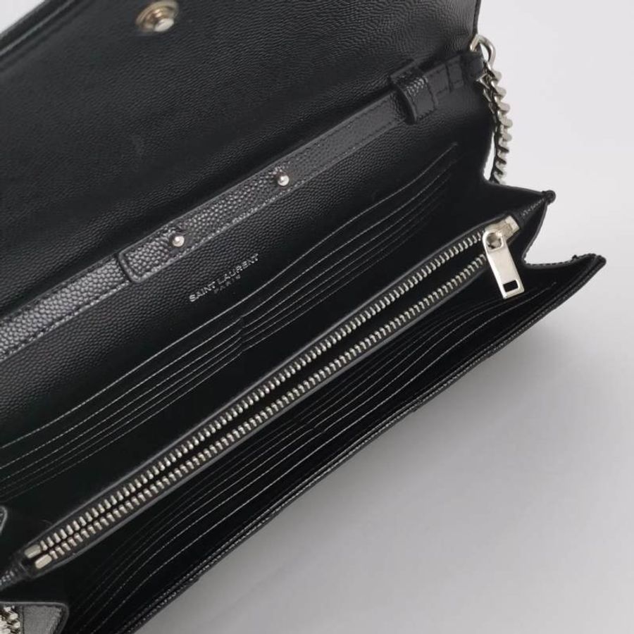 Saint Laurent Envelope牛皮V紋絎縫YSL標誌斜背包肩背包-6