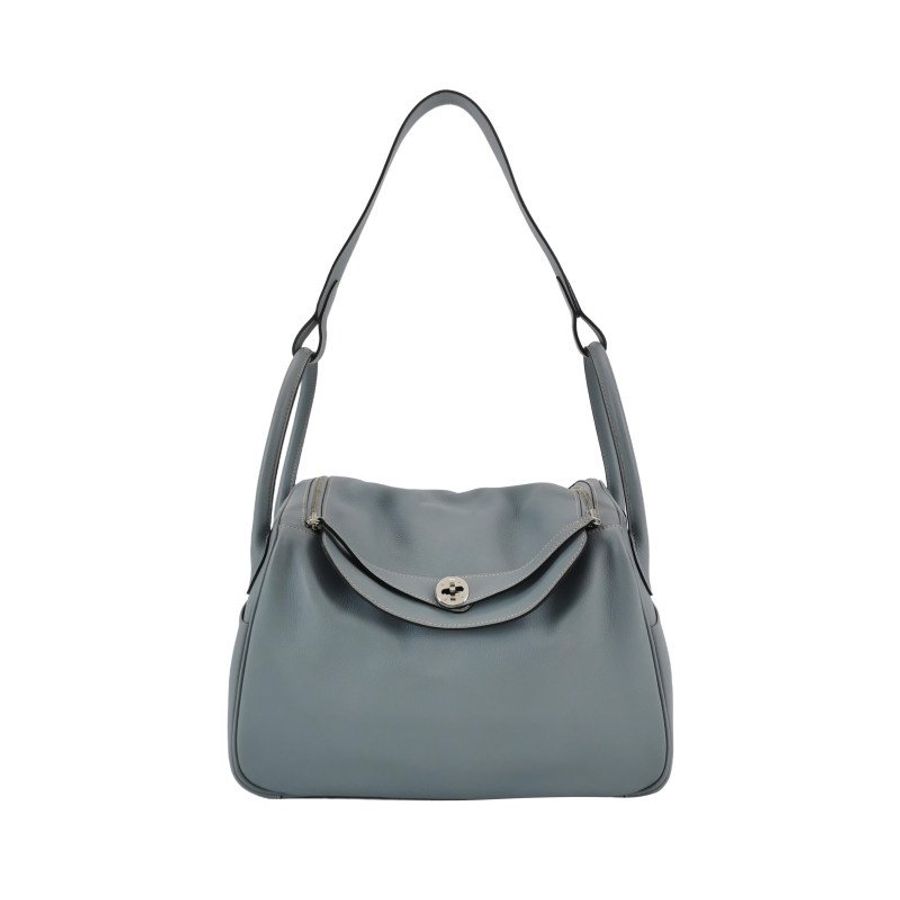 Hermes Lindy34旋扣單肩包Evercolor牛皮銀扣8U冰川藍T刻-0