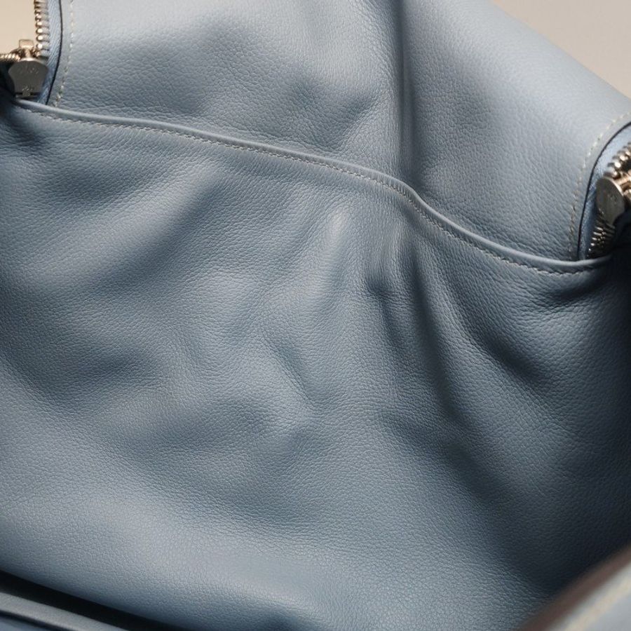 Hermes Lindy34旋扣單肩包Evercolor牛皮銀扣8U冰川藍T刻-19