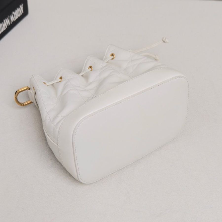 DIOR 奶白色金扣Jolie藤格紋 手提肩背水桶包 17.5*16*11 98新配件塵袋-3