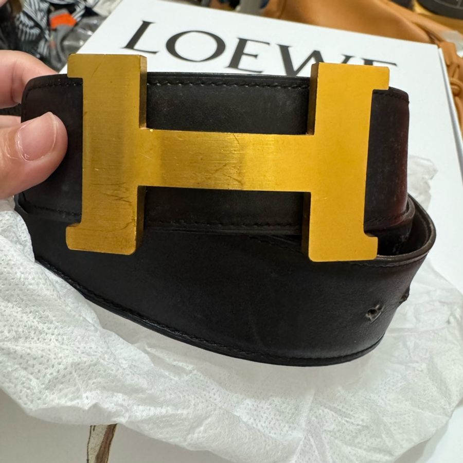 hermes皮帶金色90公分-7