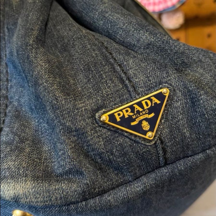Prada大號牛仔沙灘包-7