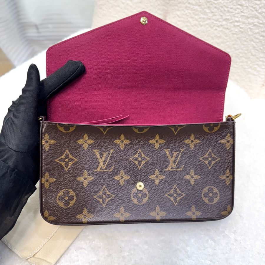 路易威登LV老花Felicie Pochette斜背三合一鏈條包M81896 經典必入超高CP值-17