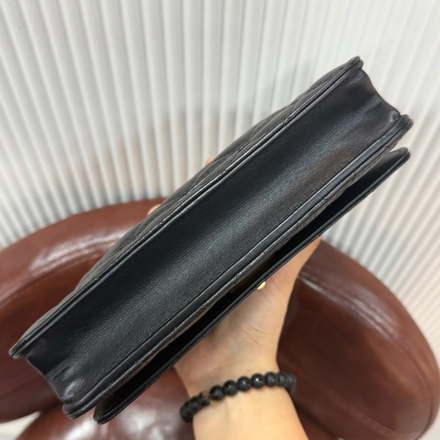 CHANEL 香奈兒 2.55 發財WOC鏈條包 黑金油蠟皮芯片款全套-3