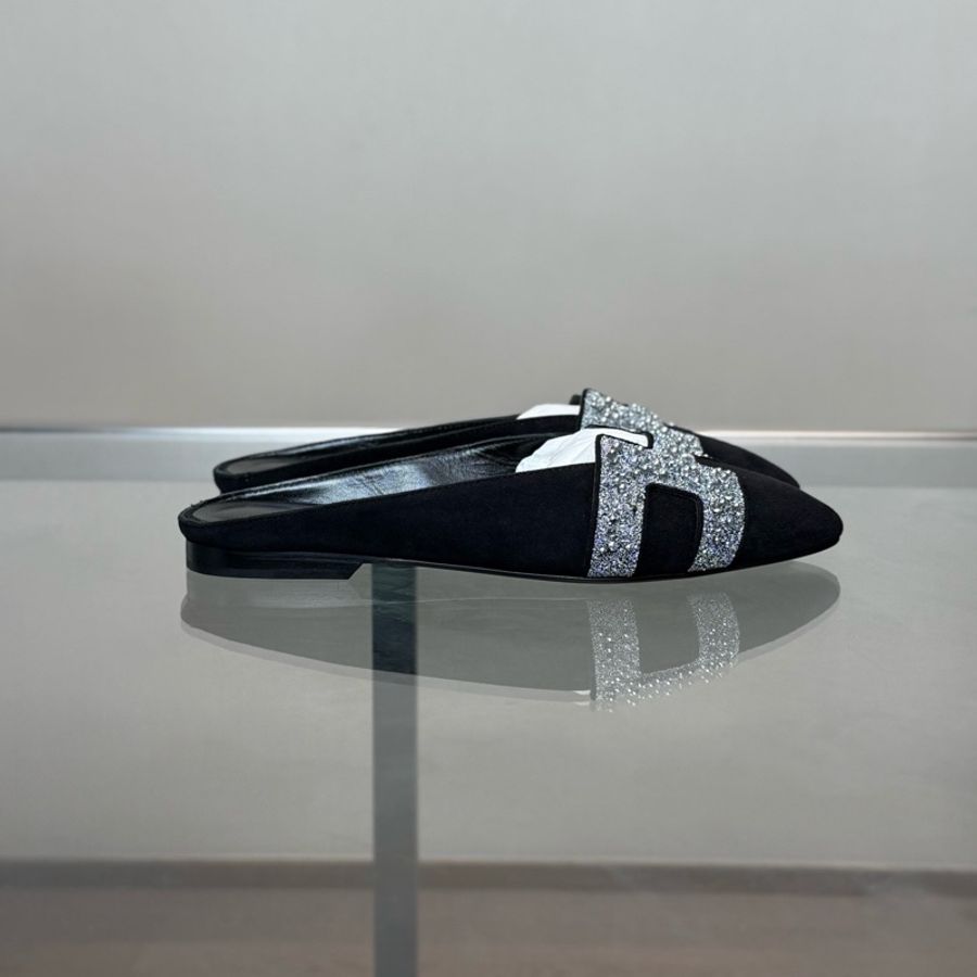 愛馬仕Hermes 閃鑽麂皮穆勒半拖 35碼-2