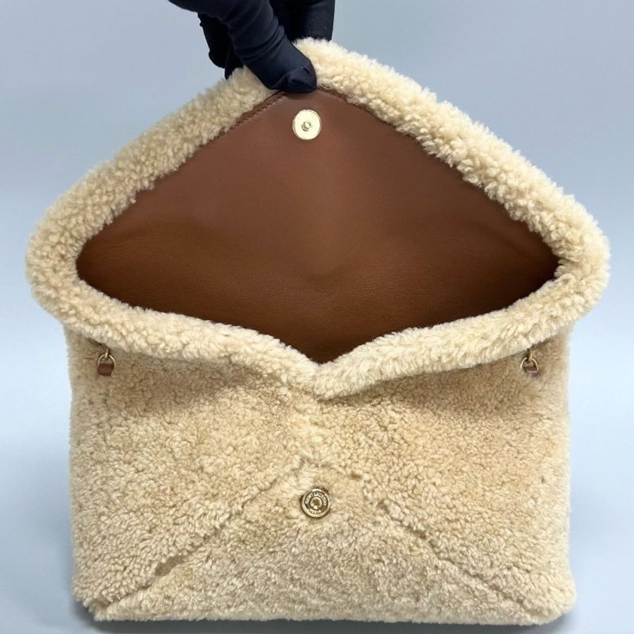 YSL PUFFER系列羊羔毛信封腋下包 29.5×18×4.5cm  99新配件塵袋-8