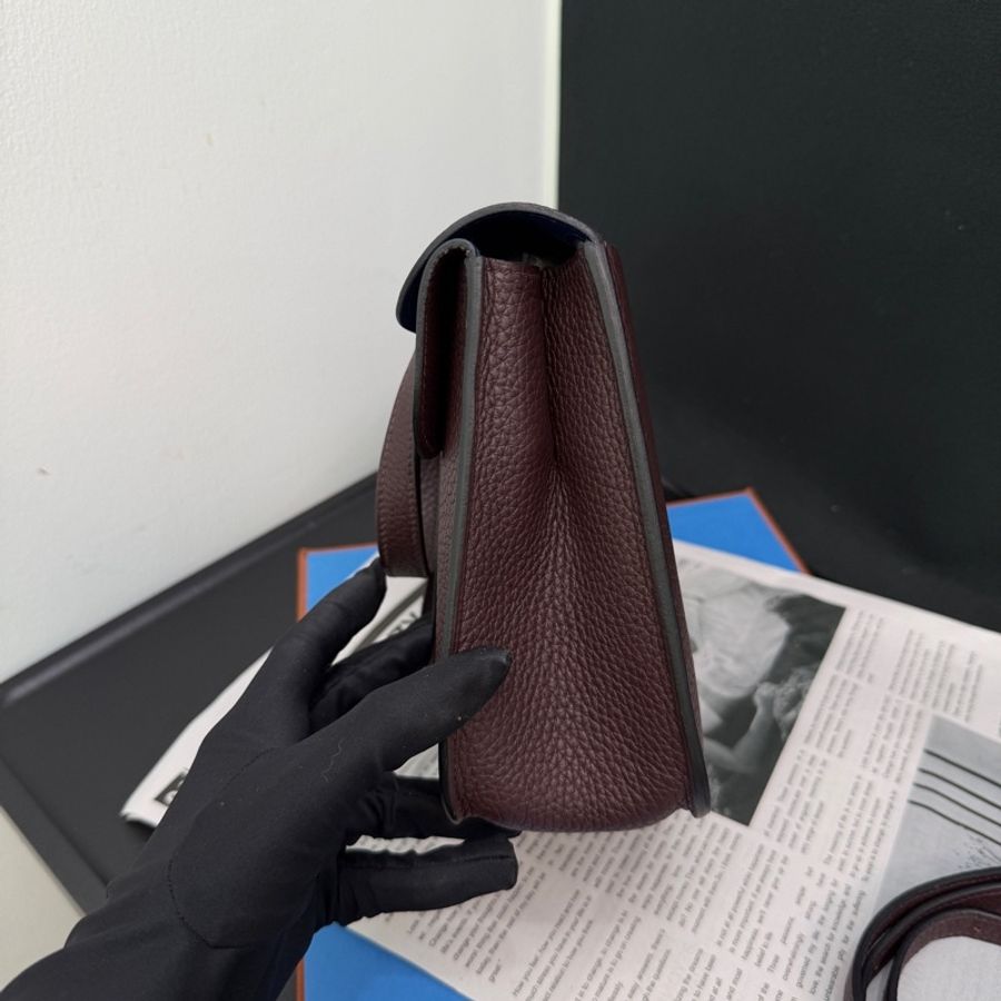 Hermès 愛馬仕Halzan25馬鞍紅內拼藍 TC皮 U刻-5