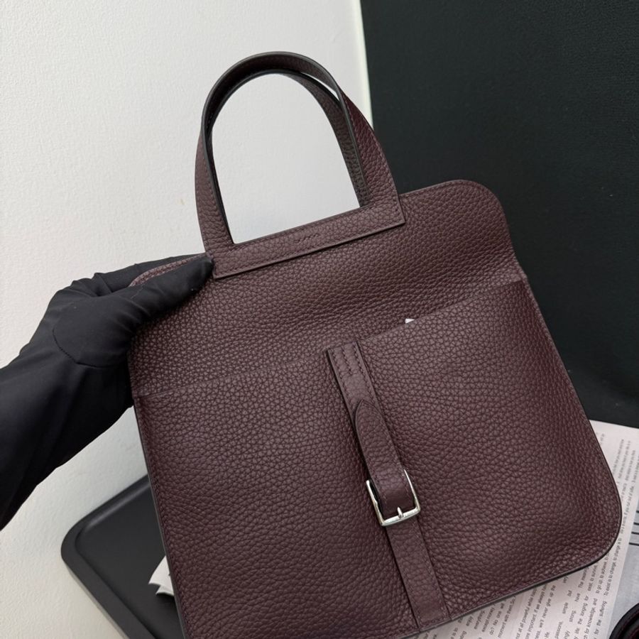 Hermès 愛馬仕Halzan25馬鞍紅內拼藍 TC皮 U刻-7