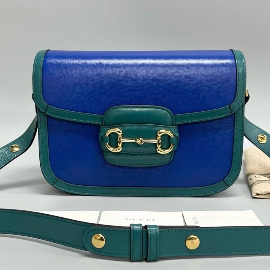 ️Gucci 全皮拼色1955中號肩背斜背包 25*18*8cm 98新配件塵袋-1