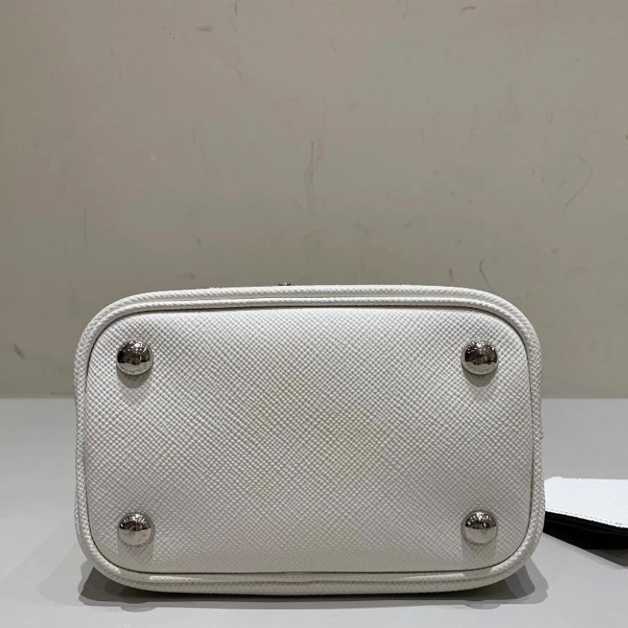 PRADA Panier水晶花卉水桶包 小號 牛皮 18×10.5×17cm 98新配件肩帶 保卡 塵袋-8