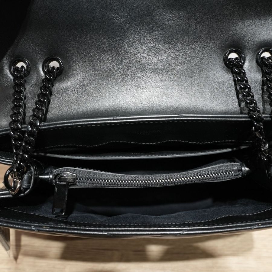 SAINT LAURENT 黑色黑扣yslloulou方胖子小號肩背包-5
